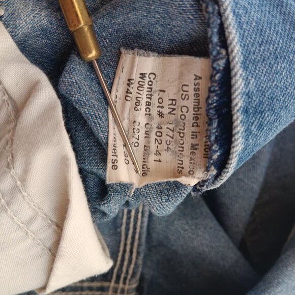 40x30 Vintage Carpenter Jeans Key Denim Work Distress Utility Dungaree 1990's - Picture 5 of 5